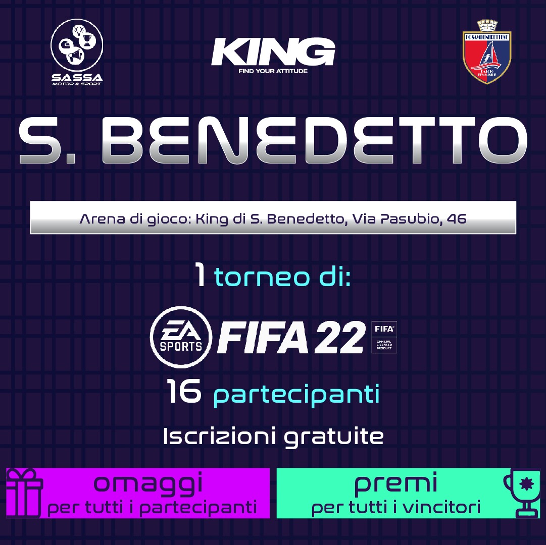 e-sports:  TORNEO FIFA22 insieme a King sport